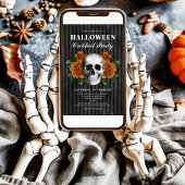 Invitation Gothique Rose Floral Crâne Halloween Cocktail Part