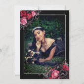 Invitation Gothique rose rouge et noir Moody Florals Quinceañ (Dos)