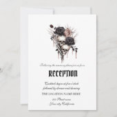 Invitation Gothique Roses Noires Crânes (Devant)