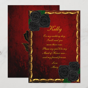 Invitation Gothique Roses Noires Mariage Sang Rouge Demoisell