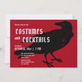 Invitation Gothique Rouge Corbeau noir corbeau Adulte Hallowe (Devant)