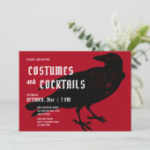 Invitation Gothique Rouge Corbeau noir corbeau Adulte Hallowe (Debout devant)