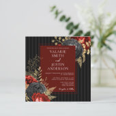 Invitation Gothique rouge et noir Mariage du budget floral (Debout devant)
