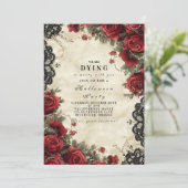 Invitation Gothique Rouge Rose dentelle Halloween Party (Debout devant)