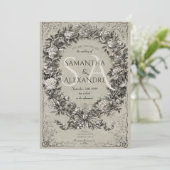 Invitation Gothique Royal Médiéval Floral Rose Mariage de cou (Debout devant)