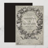 Invitation Gothique Royal Médiéval Floral Rose Mariage de cou (Devant / Derrière)