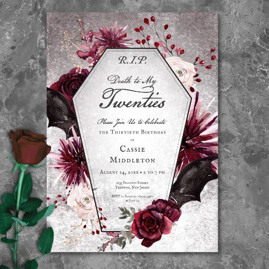 Invitation Gothique Rustique La Mort à Mes Vingt Ans 30e Anni