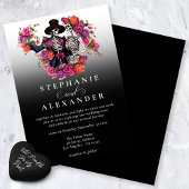 Invitation Gothique Skeleton Couple Black Flower Mariage