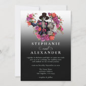 Invitation Gothique Skeleton Couple Black Flower Mariage (Devant)