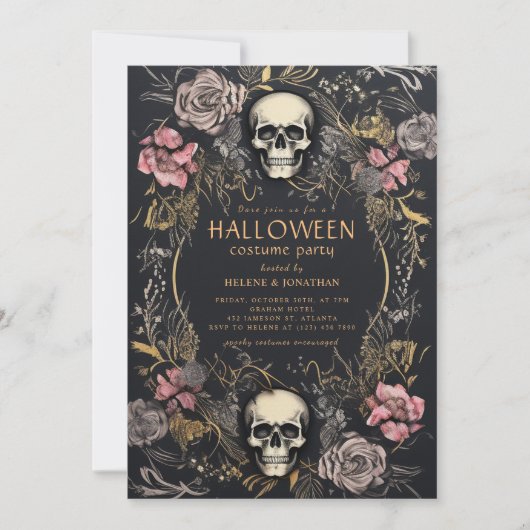 Invitation Gothique Skull Adulte Halloween Party (Devant)