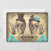 Invitation Gothique Skull Couple Day of Dead Wedding Invitati (Devant)