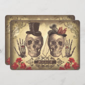 Invitation Gothique Skull Couple Day of Dead Wedding Invitati (Devant / Derrière)