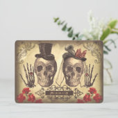 Invitation Gothique Skull Couple Day of Dead Wedding Invitati (Debout devant)
