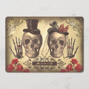 Invitation Gothique Skull Couple Day of Dead Wedding Invitati