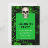 Invitation Gothique Skull Green Splatz Halloween Party (Devant)