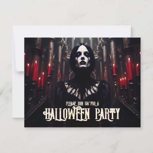 Invitation gothique sombre pour une soirée Hallowe (Devant)