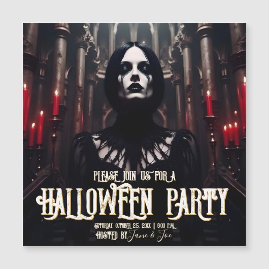 Invitation gothique sombre pour une soirée Hallowe (Devant)