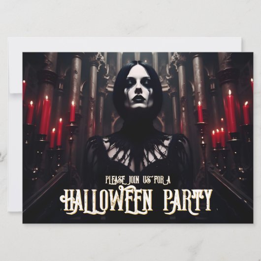 Invitation gothique sombre pour une soirée Hallowe (Devant)