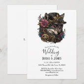Invitation Gothique Steampumk Wolf rose Mariage floral (Devant / Derrière)