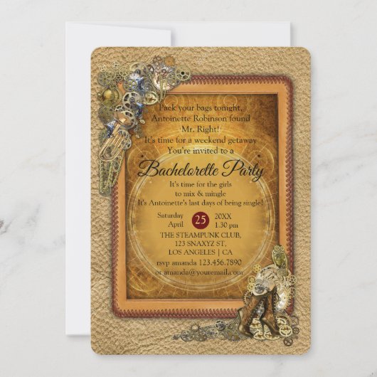 Invitation Gothique - Steampunk Bachelorette Party (Devant)
