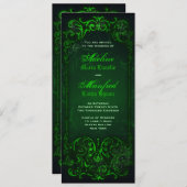 Invitation Gothique Victorien Ghoulish Mariage vert (Devant / Derrière)