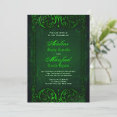 Invitation Gothique Victorien Ghoulish Mariage vert (Debout devant)