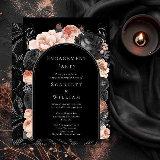 Invitation Gothique Vintage Black Blush Arch