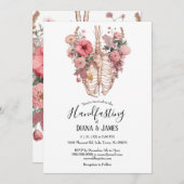 Invitation Gothique Vintage Boho Floral Anatomie Handfasting (Devant / Derrière)