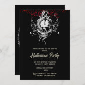 Invitation gothique vintage crâne éffrayant halloween (Devant / Derrière)