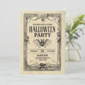 Invitation gothique Vintage du parti Halloween (Debout devant)