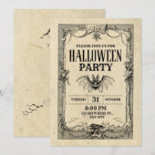 Invitation gothique Vintage du parti Halloween (Devant / Derrière)