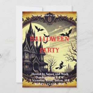 Invitation Gothique Vintage Haunted House Parti d'Halloween