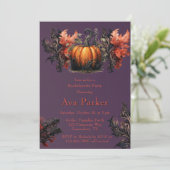 Invitation Gothique violet noir Citrouille Bachelorette Party (Debout devant)