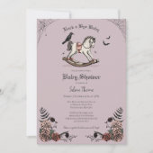 Invitation Gothique Violet Rocking Horse Rock a Bye Baby show (Devant)