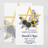 Invitation Gothique Wiccan Floral Pentacle Handfasting Invita (Devant / Derrière)