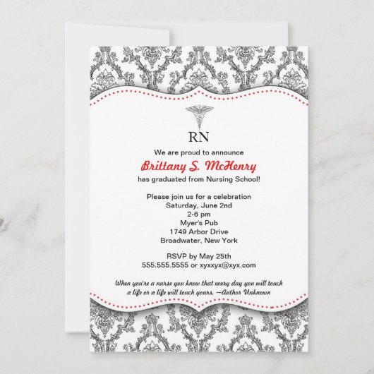 Invitation Goupiller noir et rouge classique d'obtention du (Devant)