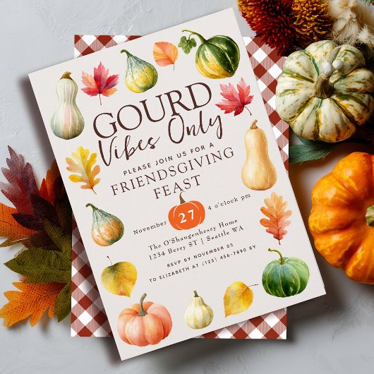 Invitation Gourd Vibes Only Watercolor Autumn Thanksgiving