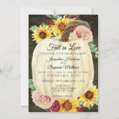 Invitation Gourde Fleurie Tournesol Aquarelle sur Bois foncé (Devant)