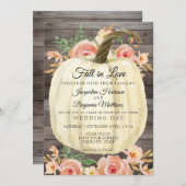 Invitation Gourde Florale Aquarelle Rustique Bois Corail Abri (Devant / Derrière)