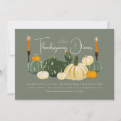 Invitation Gourds Sage Thanksgiving Dîner (Devant)