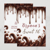 Invitation Gourmandises au Chocolat Fête d'Anniversaire  (Devant / Derrière)