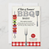 Invitation Goût de l'été BBQ Bash Carreaux Gingham Rouge (Devant)