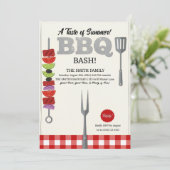 Invitation Goût de l'été BBQ Bash Carreaux Gingham Rouge (Debout devant)