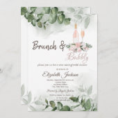 Invitation Goût de vin Eucalyptus Verdure Brunch & Bubbly (Devant / Derrière)