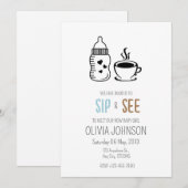 Invitation Goûter de bienvenue, Bienvenue Bébé Fille, Rencont (Devant / Derrière)