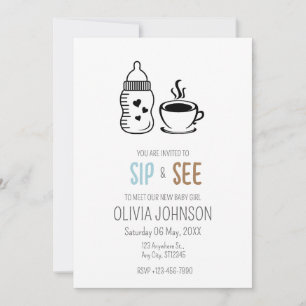 Invitation Goûter et voir, Bienvenue bébé garçon, Rencontre e