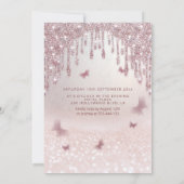 Invitation gouttes de glitterie or rose ombre papillon invita (Dos)