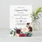 Invitation Gouttes de gouache élégantes bordeaux et or (Debout devant)