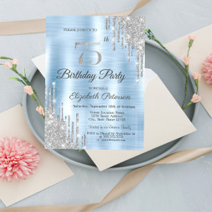 Invitation Gouttes de paillettes argent 75e anniversaire