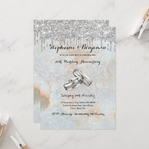 Invitation Gouttes de paillettes argentées 25e anniversaire d